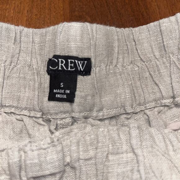 J Crew shorts Small Khaki Linen Pull on elastic waist Pockets Womens Breathable - Picture 2 of 5